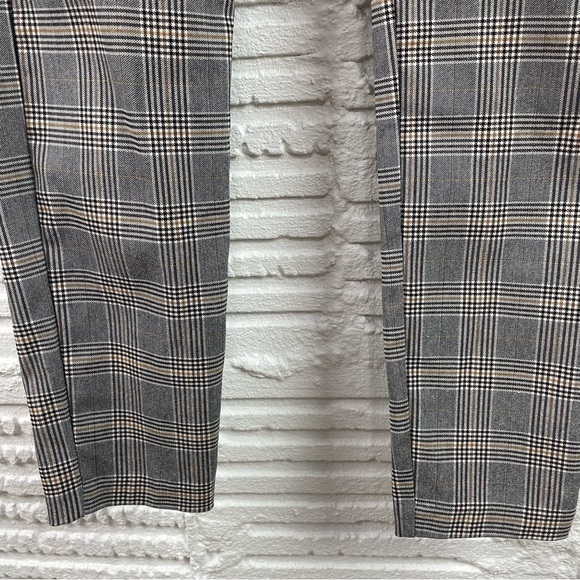 Zara Gray Plaid High Waist Flat Front Skinny Trousers Academia University SZ M - Picture 6 of 13
